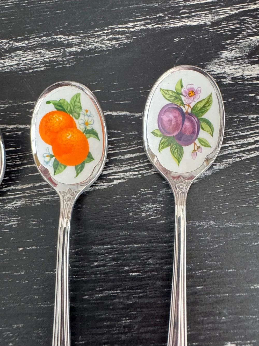 Vintage Avon stainless steel fruit spoons. Set of 4